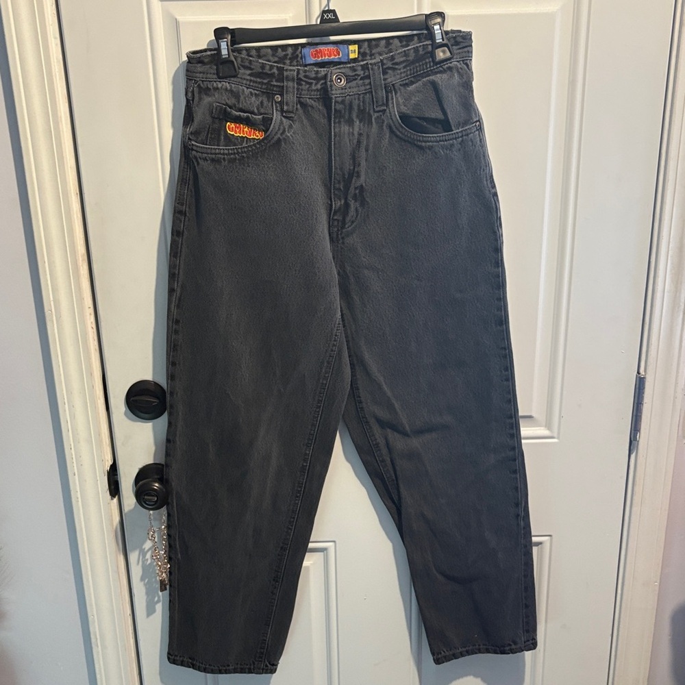 Empyre vintage Charcoal Relaxed Men’s Jeans with Orange Patch